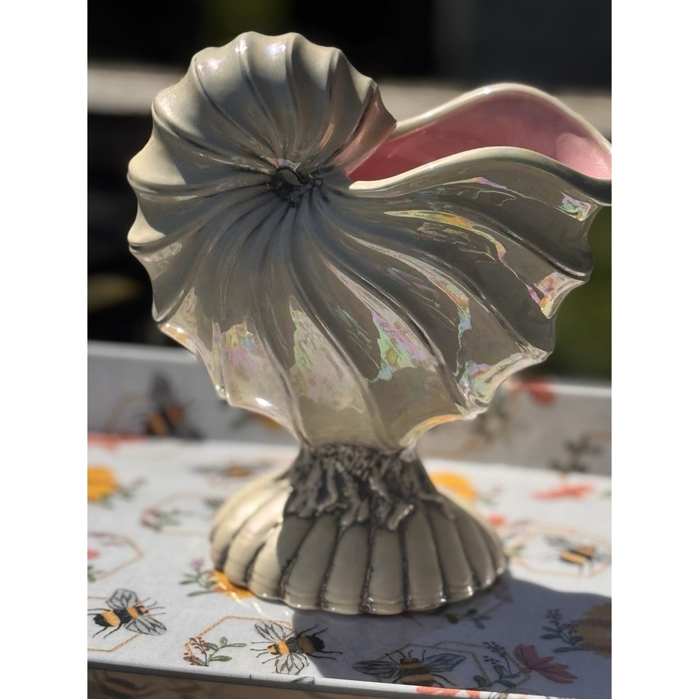 Vintage Lusterware Seashell Planter Porcelain Large No Chips Gorgeous Iridescent